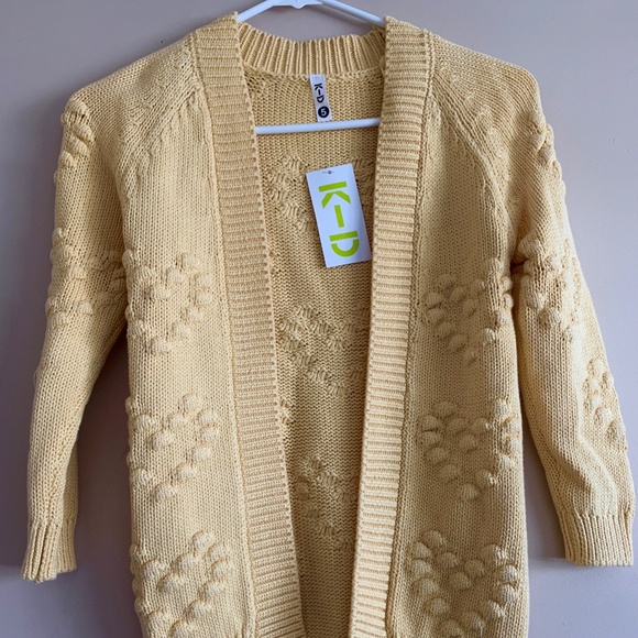 K-D Girls Yellow Knit Cardigan Sweater - Sz 5 NWT - Picture 1 of 7